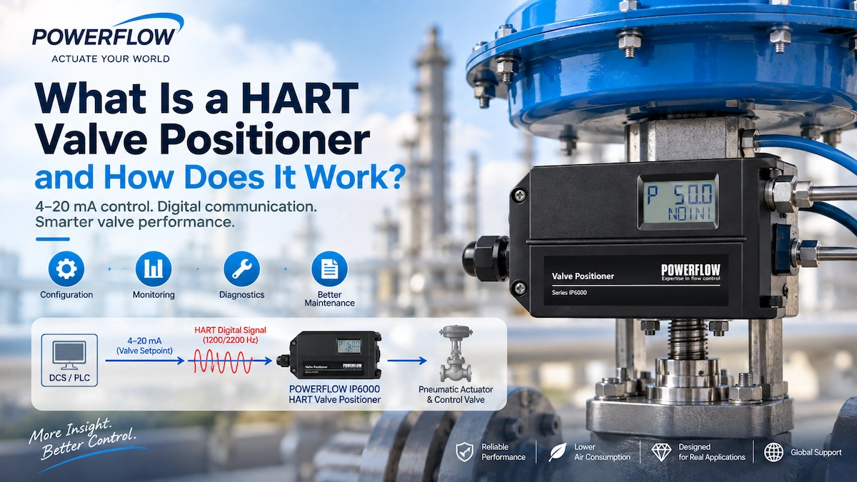 POWERFLOW IP6000 HART valve positioner with 4-20 mA control and digital communication