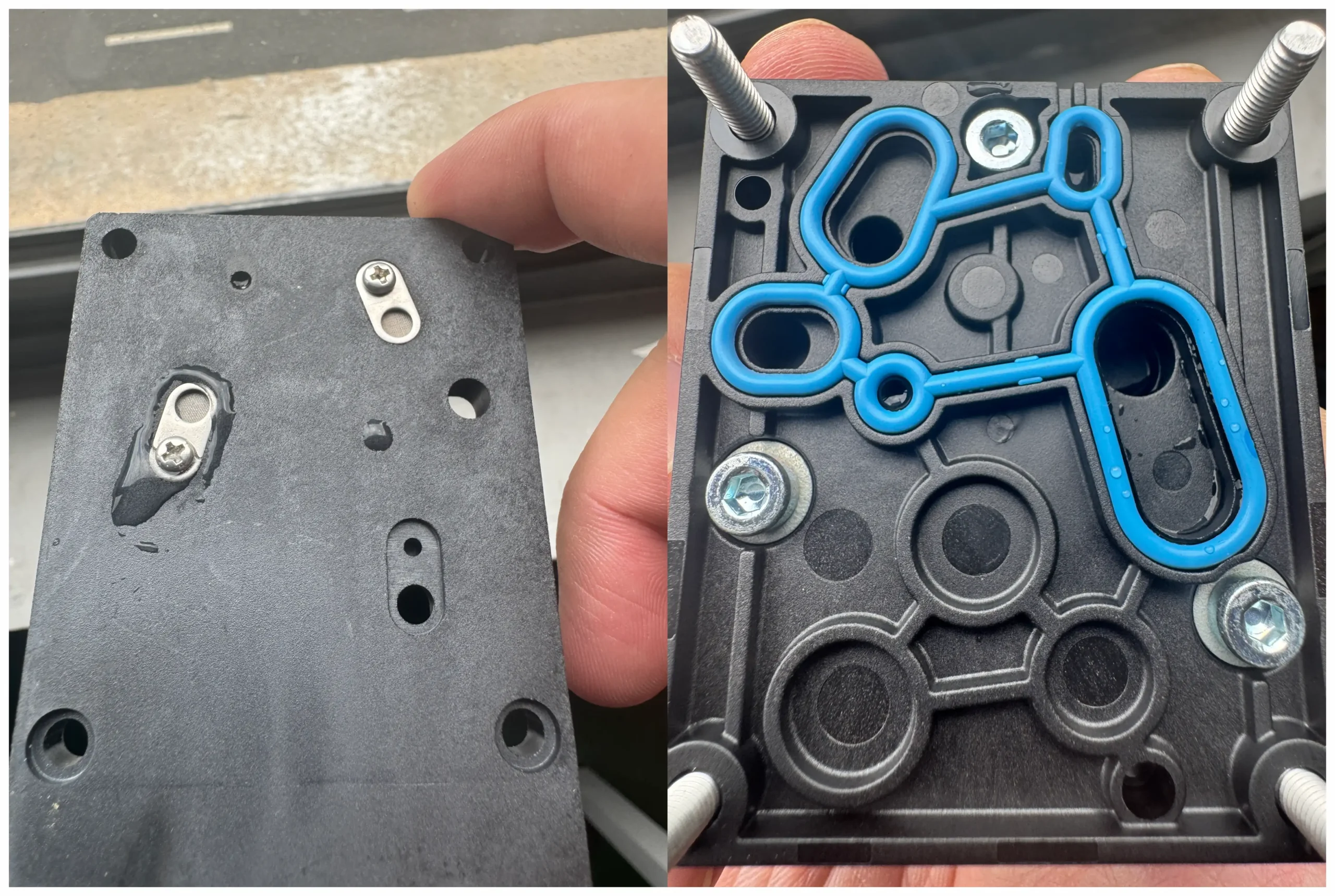Internal pneumatic components of a POWERFLOW valve positioner inspected after moisture ingress